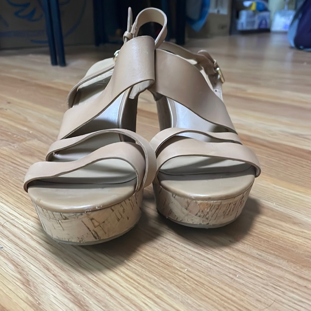 Wedge Sandals with Wood Heel